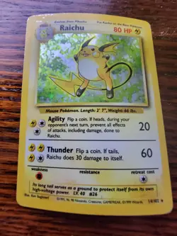 Raichu 14/102 - Base Set Unlimited - WOTC Holo Rare Pokemon Card - Vintage PL** - Image 1