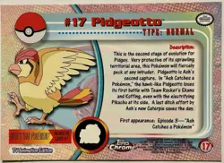 PIDGEOTTO #17, Series 1 - 2000, Topps TV Animation Edition Chrome Pokemon Card - Image 5