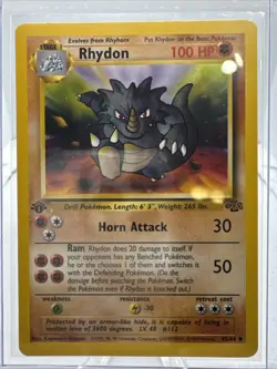 Rhydon 45/64 1st Edition Jungle Set Pokemon Card - RARE NM, Vintage TCG - Image 1
