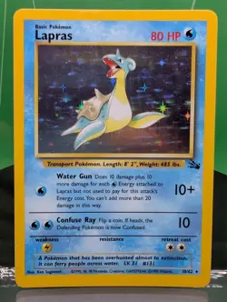 Lapras 10/62 Unlimited Fossil Set Holo Rare 1999 English Pokemon TCG Card WoTC - Image 1