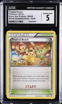 2012 POKEMON BLACK STAR PROMOS WORLD CHAMPIONSHIPS - STAFF TROPICAL BEACH CGC 5 - Image 1