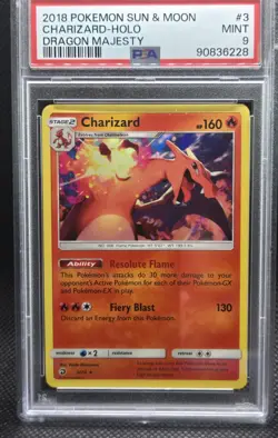 PSA 9 MINT Charizard 3/70 - 2018 Sun & Moon Dragon Majesty - Pokemon TCG - Image 1