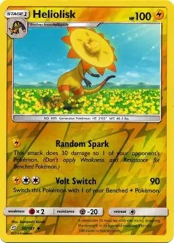 Pokemon TCG - Heliolisk - 50/181 - Reverse Holo - Sun & Moon Team Up [Near Mint] - Image 1