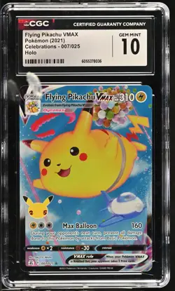 FLYING PIKACHU VMAX Celebrations Holo #007 CGC 10 Gem Mint Pokemon - Image 1