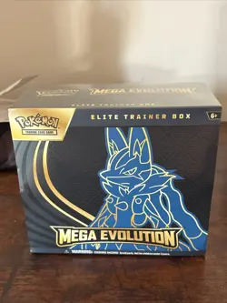 Pokemon Mega Evolution Lucario ETB Elite Trainer Box Mega Lucario In Hand - Image 1