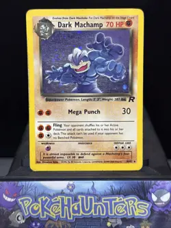 Pokemon Card Dark Machamp 10/82 Team Rocket WOTC Holo Rare Swirl Played - Image 1