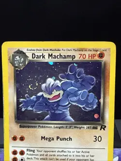 Pokemon Card Dark Machamp 10/82 Team Rocket WOTC Holo Rare Swirl Played - Image 2