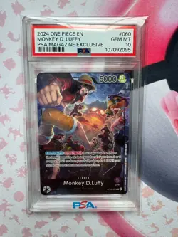 PSA 10 GEM MINT Monkey D Luffy PSA Magazine Promo OP05-060 One Piece Card - Image 1