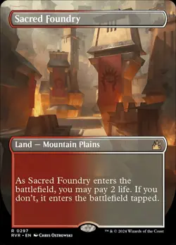 MTG Sacred Foundry - Borderless NM-Mint Ravnica Remastered - Image 1