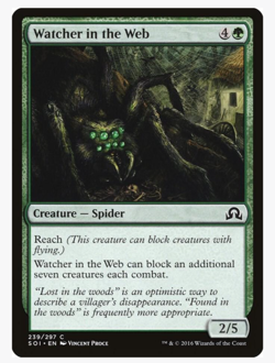 MTG Watcher in the Web - Shadows over Innistrad SOI 2016 NM Green Spider Creatur - Image 1