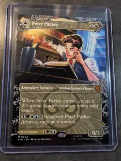 Borderless Peter Parker Non-Foil Spider-Man MTG Magic the Gathering - Image 1
