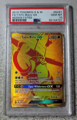 2019 Pokemon S&M FA/Tapu Bulu GX Hidden Fates #SV91 PSA 10 - Image 1