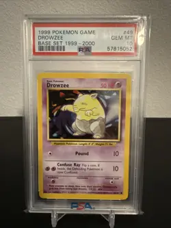 1999 POKEMON GAME BASE SET #49 DROWZEE PSA 10 GEM MINT - Image 1