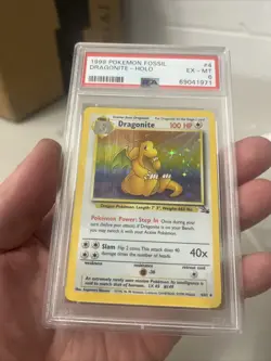 Dragonite 4/62 Fossil Holo Pokemon 1999 TCG PSA 6 EX MINT NICE - Image 1
