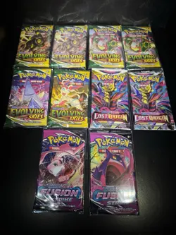 (10) Pokemon Evolving Skies, Fusion Strike,lost Origin Sword and Shield Booster - Image 1