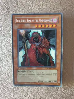 YUGIOH LICH LORD, KING OF THE UNDERWORLD SECRET RARE FOTB-EN062 1ST ED (DAMAGED) - Image 1