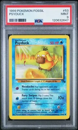 PSA 9 - Psyduck - #53 - Fossil - Pokemon Card - Image 1