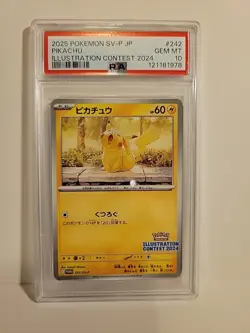 2025 Pokemon Japanese Illustration Contest 2024 Pikachu #242/SV-P PSA 10 - Image 1