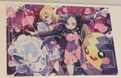 Custom Pokemon TCG Playmat With Card Slots Featuring Trainers Lillie & Marnie - Image 1