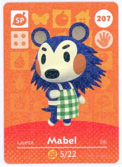 Mabel #207 - Amiibo Card - Animal Crossing Series 3 - Authentic Nintendo - Image 1