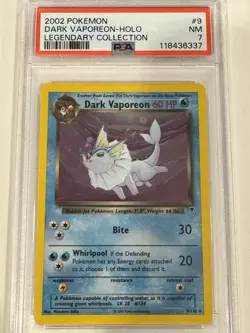 Dark Vaporeon Legendary Collection Holo Card 9/110 PSA 7 - Image 1