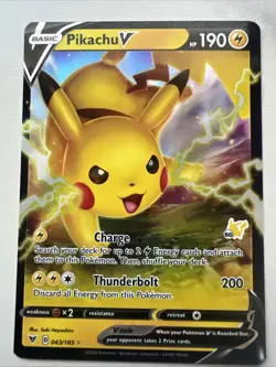 Pokemon Card - Pikachu V (Ultra Rare) - 43/185 - Near Mint - Vivid Voltage - Image 1