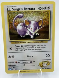 Pokemon Lt. Surge's Rattata 015/034 CLB Trading Card Game Classic Holo NM - Image 1