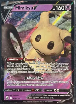 Mimikyu V 068/172 - Ultra Rare Brilliant Stars Pokemon TCG - LP/MP Card - Image 1