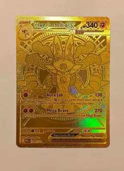 Mega Lucario EX 188/132 Gold ULTRA RARE Mega Evolution Pokemon Card - Image 1