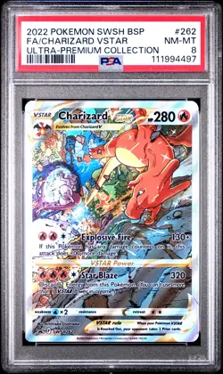 2022 POKEMON SWSH BLACK STAR PROMO #262 FULL ART/CHARIZARD VSTAR PSA 8 - Image 1