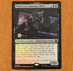 Black Cat, Cunning Thief [Prerelease] R 0052, NM Foil Promo, MTG Spider-Man SPM - Image 1