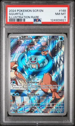 2024 POKEMON SCR EN-STELLAR CROWN ILLUSTRATION RARE #148 SQUIRTLE PSA 8 - Image 1