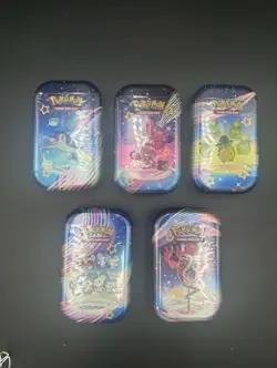 Pokemon TCG Scarlet & Violet Paldean Fate 5 Mini Tin Complete Art Set Sealed - Image 1