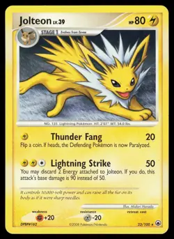 Jolteon 23/100 Rare Pokemon Majestic Dawn MP - Image 1