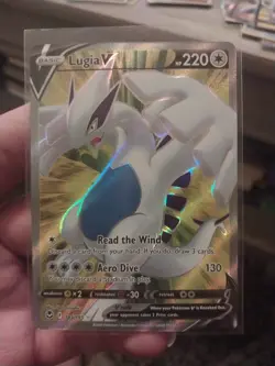 Lugia V Full Art Ultra Rare 185/195 Sword & Shield Silver Tempest NM Pokemon TCG - Image 1