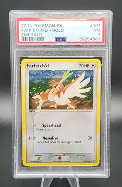 PSA 7 NM Pokemon Farfetch'd EX Emerald Holo Rare #107 Box Topper - Image 1
