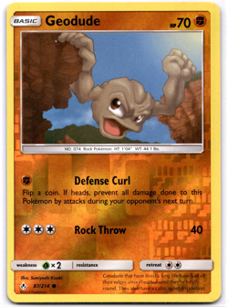 Pokemon TCG Geodude 87/214 Unbroken Bonds Reverse Holo Rare Lightly Played - Image 1