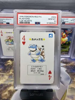 PSA 10 Blastoise 4 of Hearts Japanese Pokemon Red Poker Card 1998 LOW POP Of 14 - Image 1