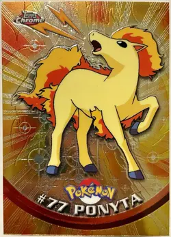 PONYTA #77, Series 1 - 2000, Topps TV Animation Edition Chrome Pokemon Card - Image 2