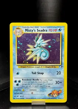Misty's Seadra 9/132 Prerelease Gym Heroes 2000 Holo Swirl Pokemon Trading Card - Image 1