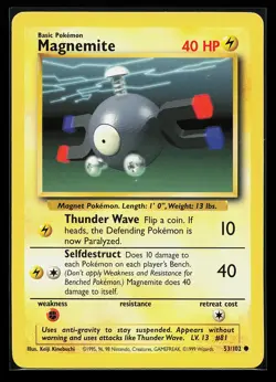 Magnemite 53/102 Common Base Set Pokemon Card - Image 1
