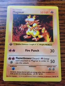 PL* 1st edition Pokemon MAGMAR Card BASE Set 36/102 First ed Shadowless - Image 1