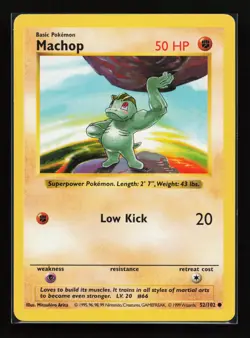 Machop 52/102 Common Base Set (Shadowless) Pokemon Card - Image 1