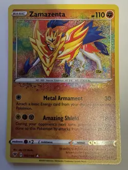 2020 POKEMON VIVID VOLTAGE ZAMAZENTA AMAZING RARE HOLO 102/185 NM+ - Image 3