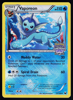 Vaporeon 25/108 Pokemon State Championship Promo English Crosshatch Holo - Image 1