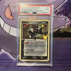Pokemon TCG Greninja Gold Star SWSH144 Celebrations ETB Black Star Promo - PSA 9 - Image 1