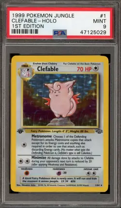 Pokemon Clefable Jungle 1st Edition Holo Rare #1 PSA 9 Mint - Image 1