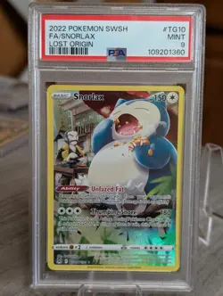 PSA 9 Snorlax TG10/TG30 Full Art - Pokemon Sword & Shield Lost Origin 2022 - Image 1