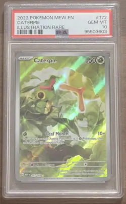Caterpie 2023 Pokemon Mew EN-151 #172 Illustration Rare PSA 10 - Image 1