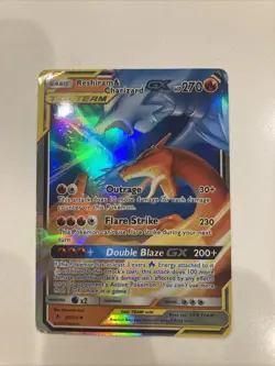 Good Condition Gx Reshiram and Charizard Basic Pokemon Collectors Item Card - Image 1